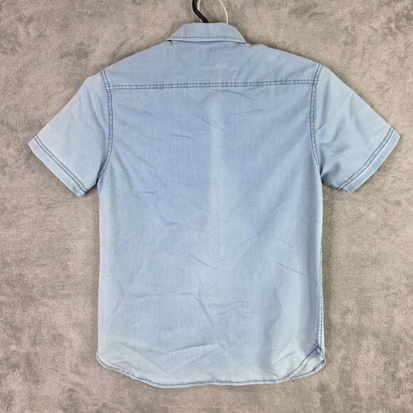 Mens Cactus Man Blue Slim Fit Shirt Button Down Short Sleeve Cotton Blend Size M - Picture 5 of 8